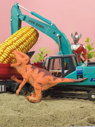 户外奥特曼兄弟恐龙工程机械队挖掘机推土机运输车玩具